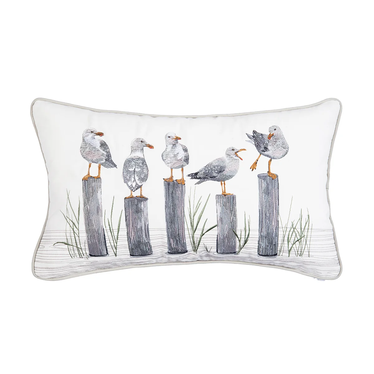 Rightside Design Gulls Just Want To Have Fun Seagulls Lumbar Indoor/Outdoor Pillow