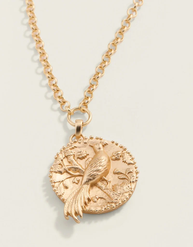 Spartina 449 Japonica Bird Coin Pendant Gold Chain Necklace