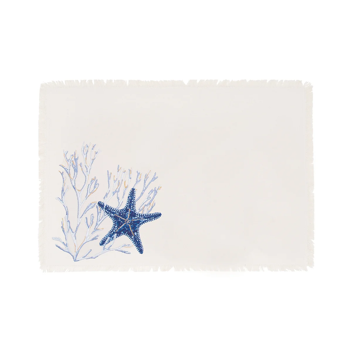 Rightside Design Tidal Blue Starfish Treasures Embroidered Rectangle Placemat