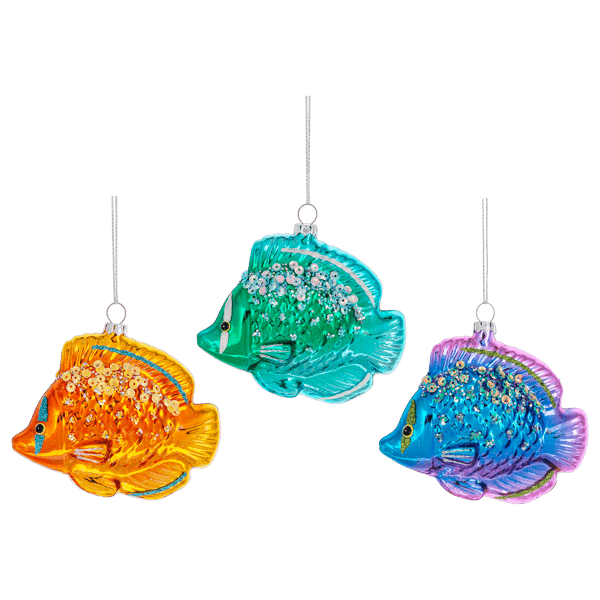 Ganz Sequin Tropical Fish Metallic Glass Ornament