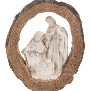 Ganz Ivory Small Nativity Scene Inside A Wood Log Figurine