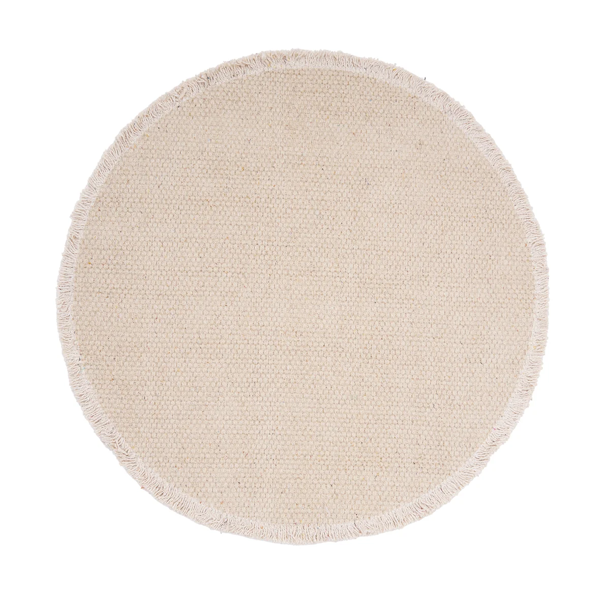 C & F Home Fringed Woven Natural Sand Reversible Round Placemat