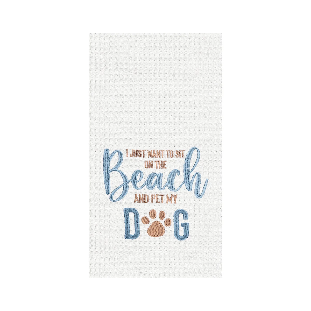 C & F Beach & Dog Waffle Weave Kitchen Towel