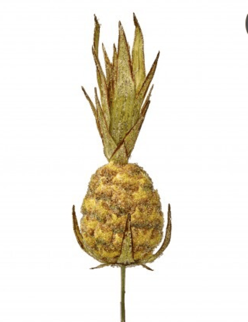 Regency Green Gold Glitter Realistic Pineapple Stem Spray