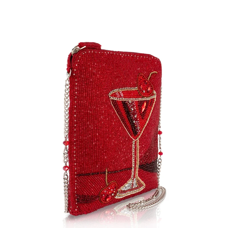 Mary Frances Top Shelf Red Martini Crossbody Handbag
