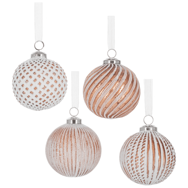 Ganz Whitewash Rose Gold Kugel Ball Ornament