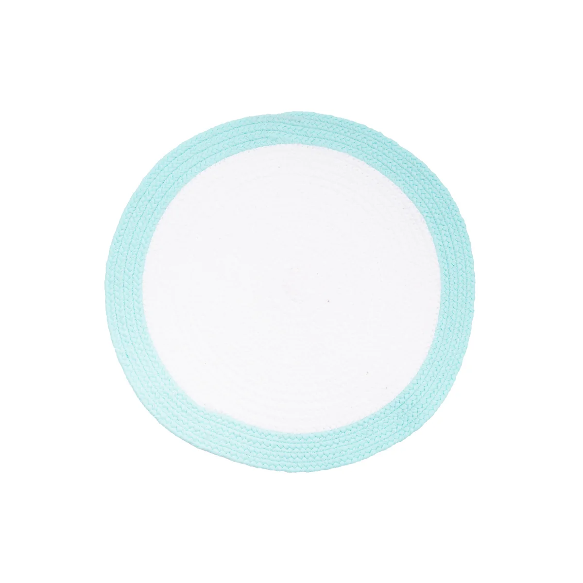 C & F Home Aqua Border White Braided Round Placemat